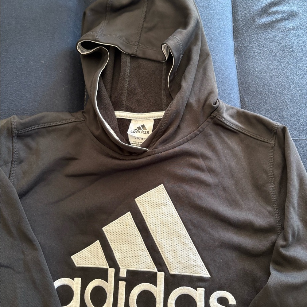 Adidas boys Black and White Logo Hoodie